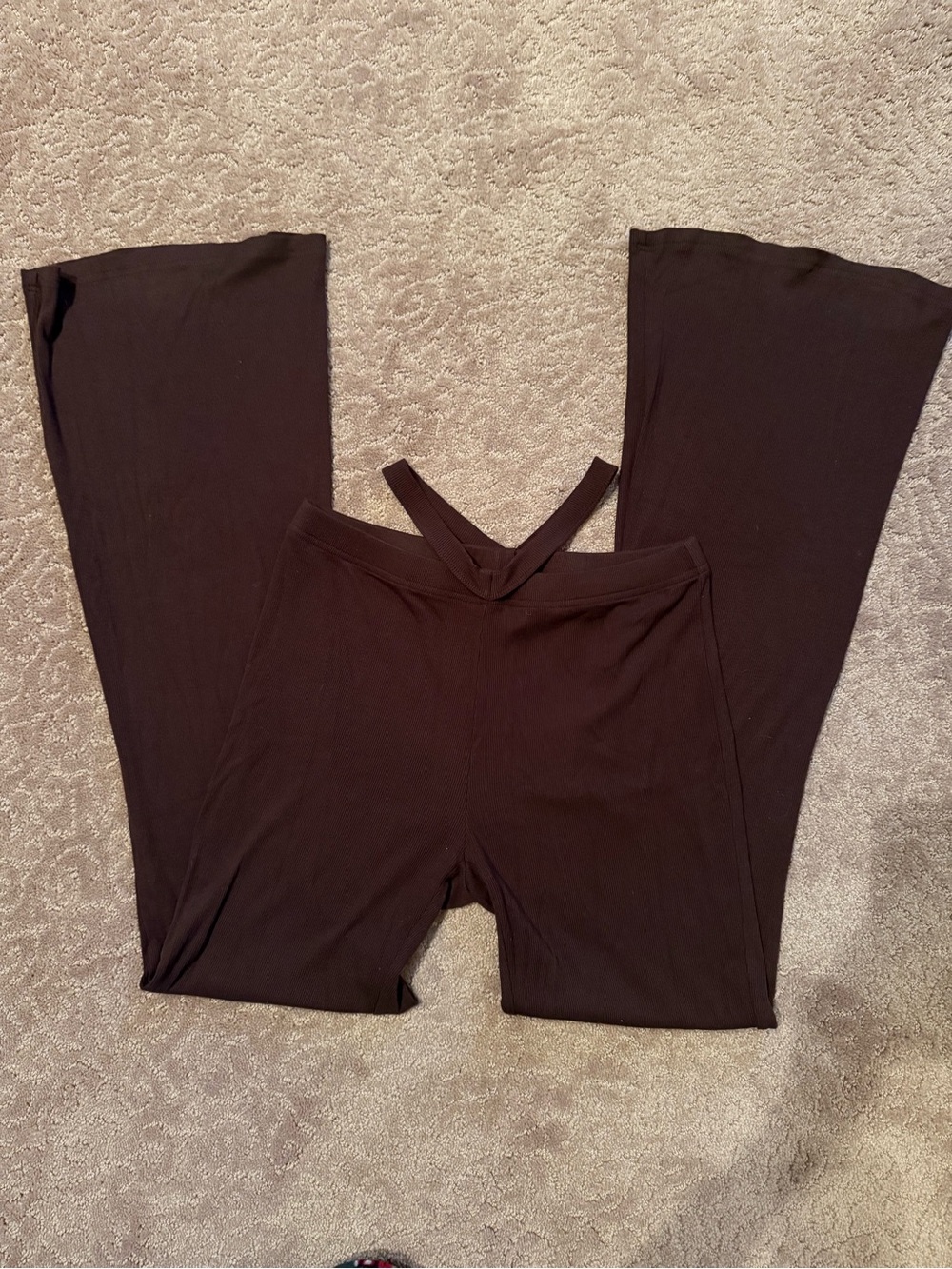 OGL Brown Wide-Leg Jumpsuit Pants with Crossback Straps